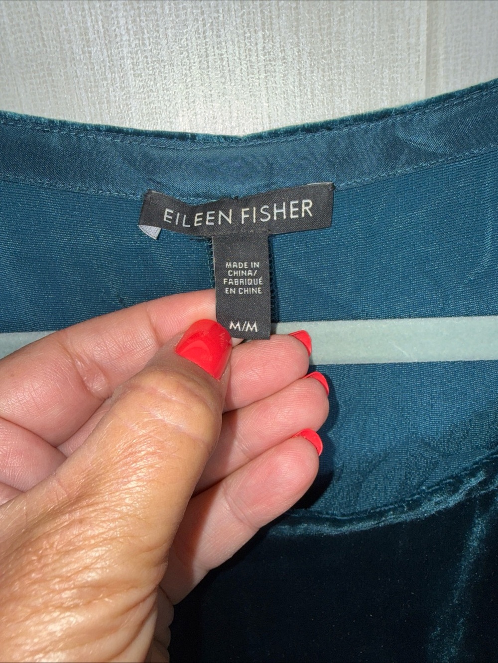 Eileen Fisher M Blue Spruce Velvet Bateau Neck Short Shift Dress $338 - Picture 2 of 7